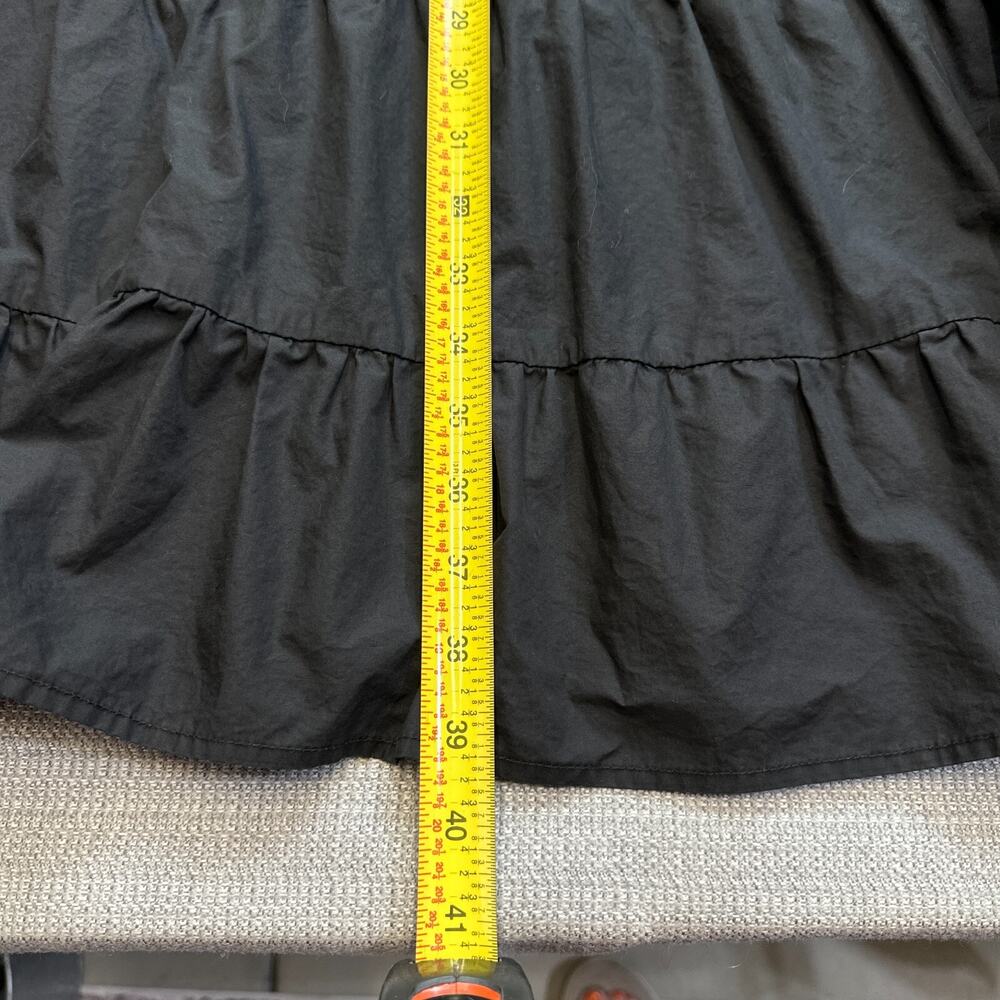 Cottagecore Black Puff Sleeve Midi Dress Medium Smocked Bodice Tiered Romantic - Picture 8 of 9